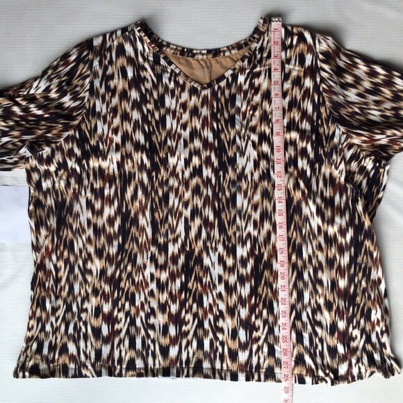Catherines Shirt Womens 3X Top Blouse Animal Stripe Wood Nature Pattern 26/28 - Picture 6 of 12